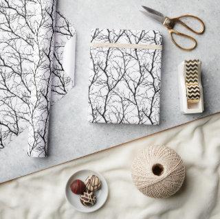 Minimalist Modern Winter Twigs Black White
