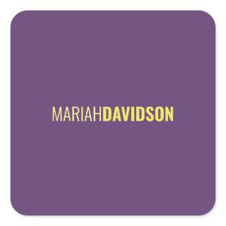 Minimalist Name Professional Indigo & Yellow Square Sticker