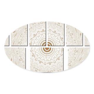 Minimalist Neutral Geometric Beige Tonal Design Oval Sticker