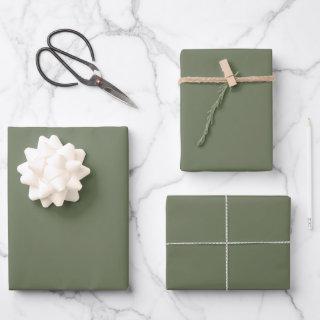 Minimalist Olive Green Plain Solid Color Wrapping   Sheets