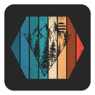 Minimalist pine trees forest vintage square sticker