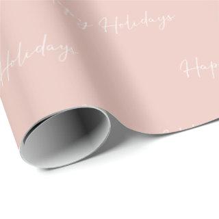 Minimalist Pink Happy Holidays Calligraphy Gift