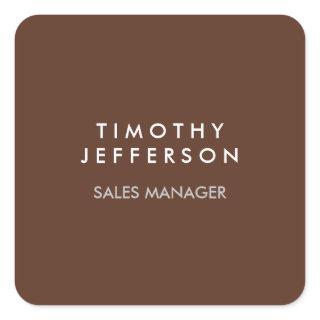 Minimalist Plain Brown Elegant Modern Square Sticker
