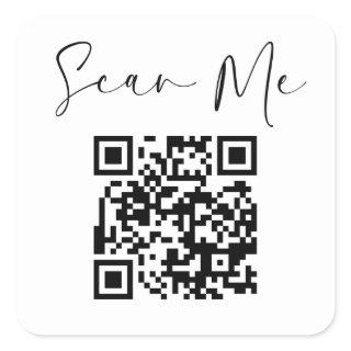 Minimalist QR Code Scan Me Business Square Sticker