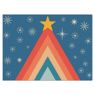 Minimalist Red & Blue Retro Groovy Christmas Tree  Tissue Paper