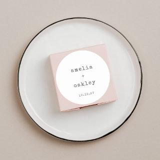 Minimalist Retro Typewriter White Custom Wedding  Classic Round Sticker
