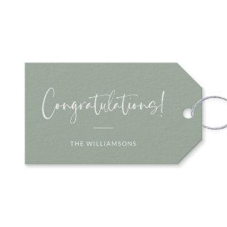Minimalist Sage Green Personalized Congratulations Gift Tags