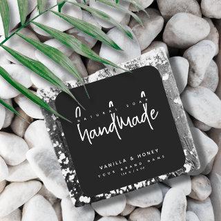 Minimalist script black handmade soap label