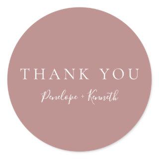 Minimalist Script Modern Custom Wedding Dusty Rose Classic Round Sticker