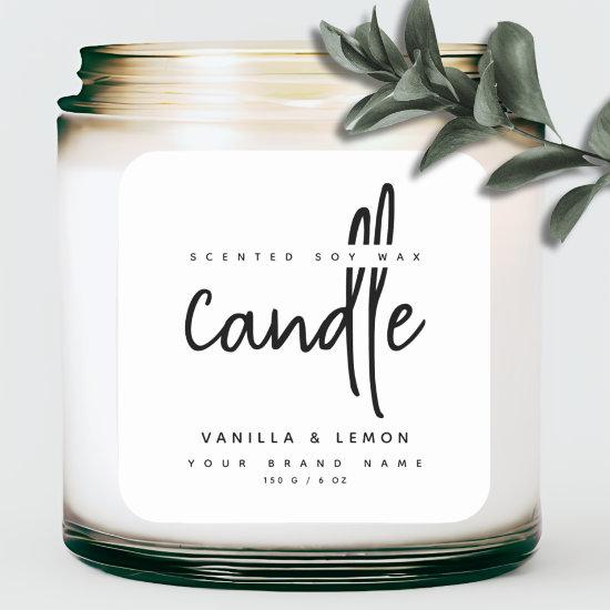 Minimalist script white product label sticker