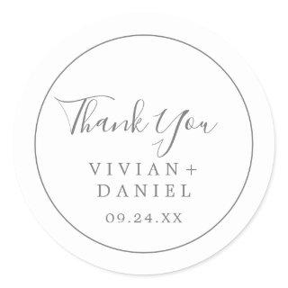 Minimalist Silver Thank You Wedding Favor Sticker