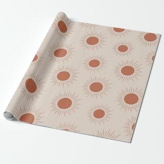 Minimalist Terracotta Abstract Boho sun pattern