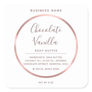 Minimalist  typography circle foil rose gold frame square sticker