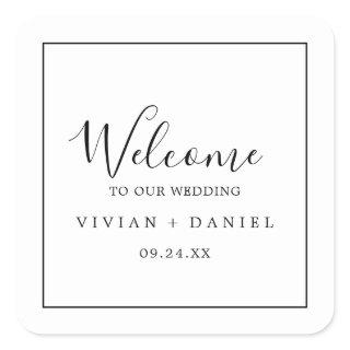 Minimalist Wedding Welcome Square Sticker