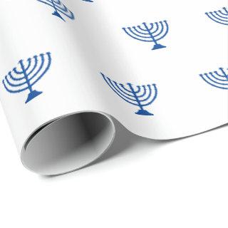Minimalist white and blue Jewish menorah pattern