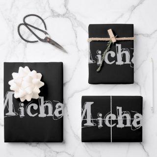 Minimalistic modern monogram name black white  sheets