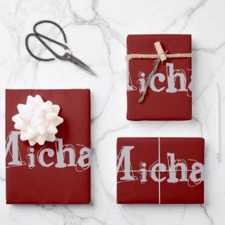 Minimalistic modern monogram name dark red  sheets
