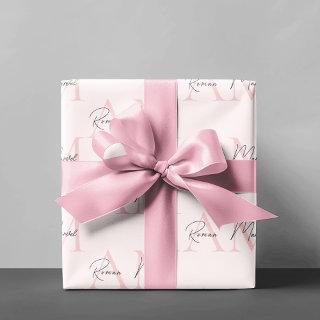 Minimalistic Monogram Initial & Name Pastel Pink