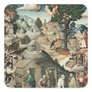 Mining landscape, 1521 square sticker