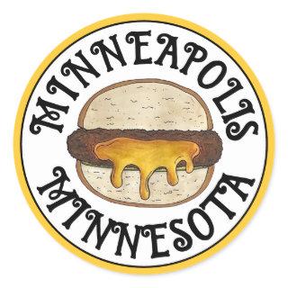 Minneapolis Minnesota MN Juicy Lucy Cheese Burger  Classic Round Sticker