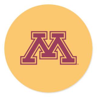 Minnesota Maroon and Gold M Classic Round Sticker