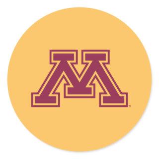 Minnesota Maroon and Gold M Classic Round Sticker