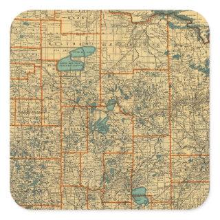 Minnesota road map square sticker
