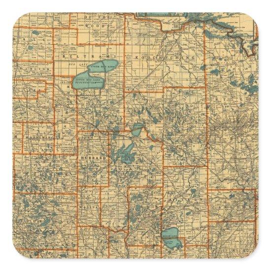 Minnesota road map square sticker