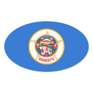 Minnesota State Flag Design Oval Sticker