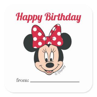 Minnie Mouse - Bow | A Gift From - Birthday Square Sticker