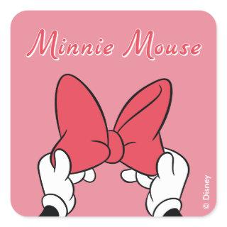 Minnie Mouse Bow with Rainbow Square Sticker