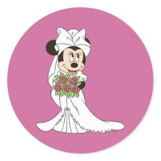 Minnie Mouse | Bride at Wedding Classic Round Sticker