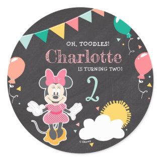 Minnie Mouse Chalkboard Birthday Classic Round Sticker