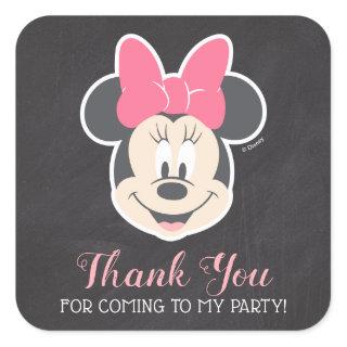 Minnie Mouse Chalkboard Birthday | Thank You Square Sticker