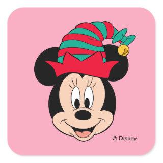 Minnie Mouse | Christmas Elf Hat Square Sticker