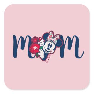 Minnie Mouse Floral Pattern - Happy Mother's Day Square Sticker