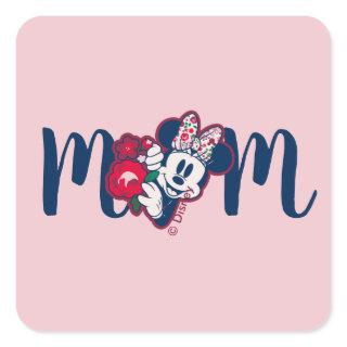 Minnie Mouse Floral Pattern - Happy Mother's Day Square Sticker