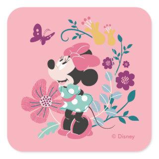 Minnie Mouse & Flowers - Happy Mother's Day Square Sticker
