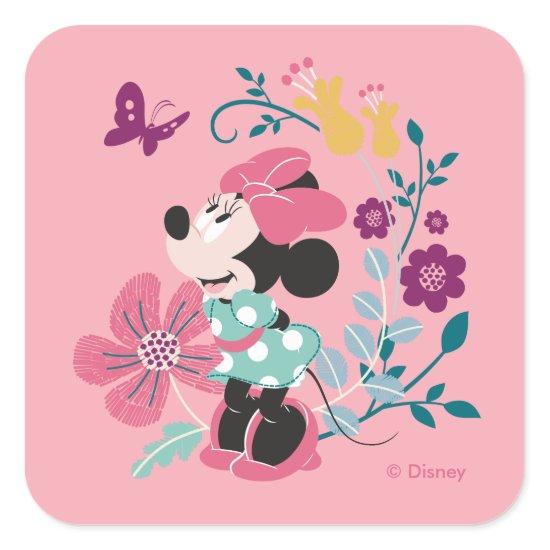 Minnie Mouse & Flowers - Happy Mother's Day Square Sticker