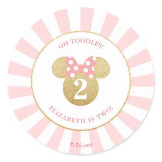 Minnie Mouse | Gold & Pink - Thank You Classic Round Sticker