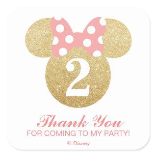 Minnie Mouse | Gold & Pink - Thank You Square Sticker