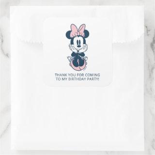 Minnie Mouse Pink & Blue 1st Birthday | Thank You Square Sticker