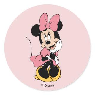 Minnie Mouse | Posing in Pink Classic Round Sticker