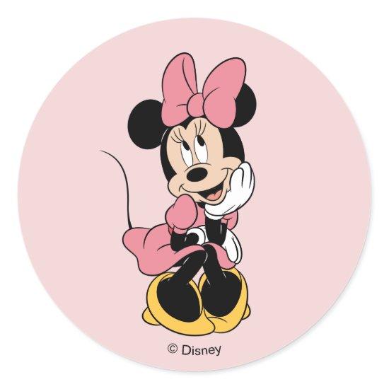 Minnie Mouse | Posing in Pink Classic Round Sticker