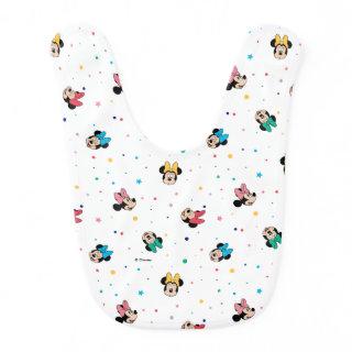 Minnie Mouse Rainbow Bow Pattern Baby Bib