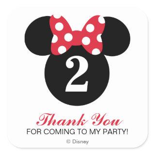 Minnie Mouse | Red & White Birthday Thank You Square Sticker
