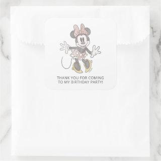 Minnie Mouse Watercolor Birthday | Thank You Square Sticker
