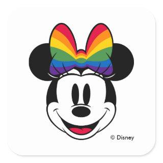 Minnie Mouse Wearing Rainbow Bow Square Sticker