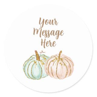 Mint and Peach Pumpkin Your Message Here Sticker