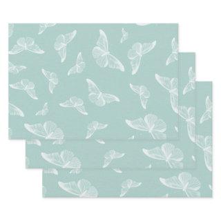 Mint and White Vintage Butterflies  Sheets